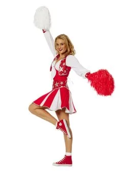 Cheerleader Kostüm Rot Glitzernd Für Damen