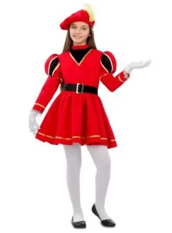 Elegantes Pagen Kostüm Rot Für Mädchen