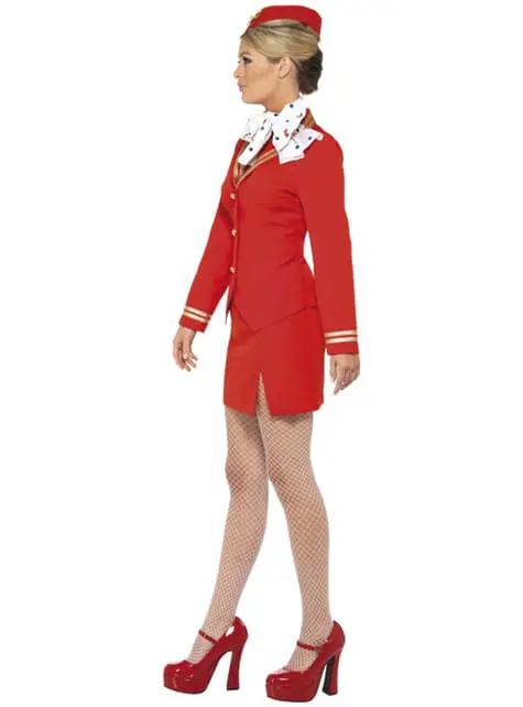 Stewardess Kostüm Rot Für Damen – Bild 3