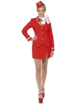 Stewardess Kostüm Rot Für Damen