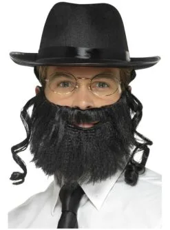 Rabbiner Hut Schwarz Mit Bart Und Brille Für Erwachsene