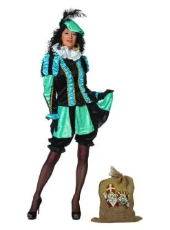 Schwarzer Peter Piet Nikolaushelfer Türkis Kostüm Für Damen